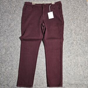KanCan Jeans Womens 3XL Burgundy Stretch Skinny Pants High Rise Denim Comfort